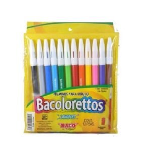 PLUMON DE DIBUJO BACOLORETTO ESTUCHE C/12 BACO PIEZA