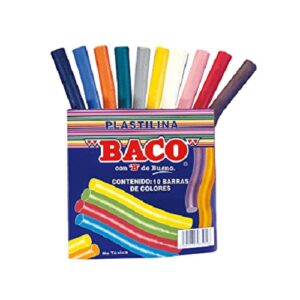 PLASTILINA EN BARRA C/10 COLORES BACO PIEZA B-1