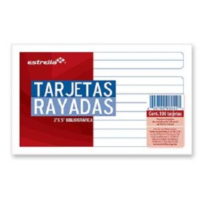 TARJETAS RAYADA 3X5 PAQ C/100 T ESTRELLA