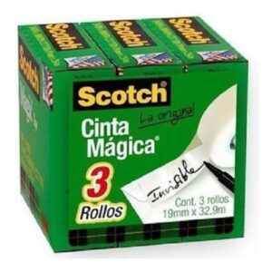 CINTA MAGICA 3M SCOTCH MOD. MC900100850 / 19mm X 32.9m PAQ C/3 PIEZA
