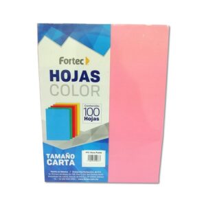 HOJAS COLOR FORTEC T/CARTA PPC ROSA PASTEL PAQ C/100