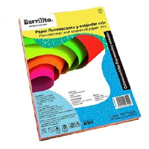 PAPEL FLOURESCENTE Y ESTANDAR MIX BARRILITO PFL100 SURTIDO PAQ C/100