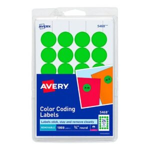 ETIQUETA REDONDA REMOVIBLE LASER/INKJET. VERDE NEON. ?". MOD.5468 AVERY