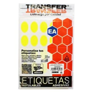ETIQUETA ADHESIVA FLUORESCENTE TAMA?O 38 X 25 MM AMARILLA TRANSFER