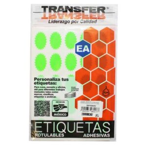 ETIQUETA ADHESIVA FLUORESCENTE TAMA?O 38 X 25 MM VERDE TRANSFER
