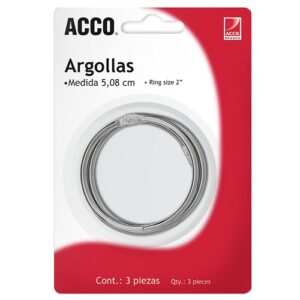 ARGOLLAS METALICAS ACCO 2 PULG. BLISTER C/3 PIEZA