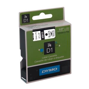 CINTA D1 1/2 P/ROTULADOR DYMO LETRA NEGRO/BLANCO 12MMX7M PIEZA