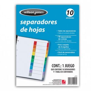 SEPARADORES 10 DIV. SIN NUMERACION (TABLA CONTENIDO) ACCO PIEZA