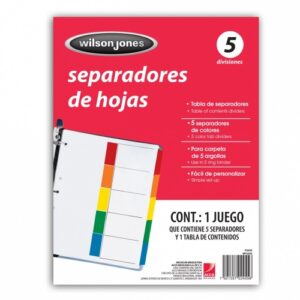 SEPARADORES 5 DIV. SIN NUMERACION (TABLA CONTENIDO) ACCO PIEZA