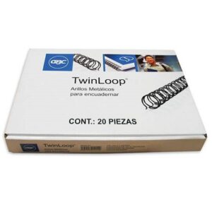 ARILLOS METALICOS 1/2 TWIN LOOP GBC NEGRO EN CAJA C/100 PIEZA