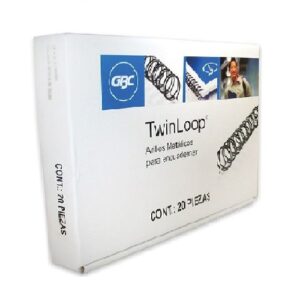 ARILLOS METALICOS 1/2 TWIN LOOP GBC NEGRO EN CAJA C/20 PIEZA