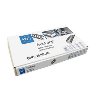 ARILLOS METALICOS 3/8 TWIN LOOP GBC NEGRO EN CAJA C/20 PIEZA