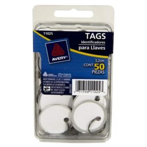 ETIQUETA COLGANTE REDONDA PARA LLAVES 3.2 CM 50 PIEZAS AVERY
