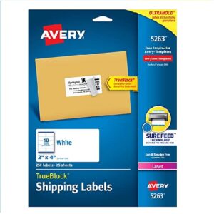 ETIQUETA LASER BLANCA - 2" X 4" / 5.1 X 10.2. 1.000 AVERY