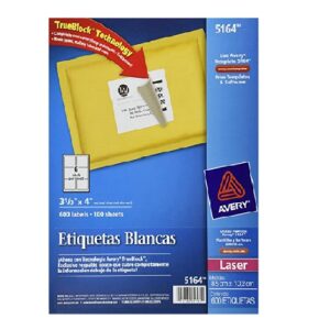 ETIQUETA LASER BLANCA - 3 1/3" X 4" / 8.5 X 10.2 CM 600 AVERY