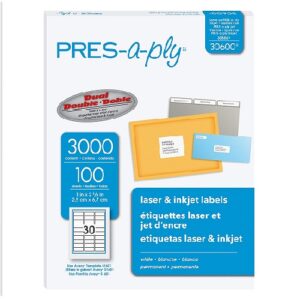 ETIQUETA LASER BLANCA PRESAPLY 2.54 X 6.67 CM 3.000 AVERY