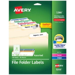 ETIQUETA LASER/INKJET MULTICOLOR PARA FOLDER 1.69 X 8.73 CM 750 AVERY