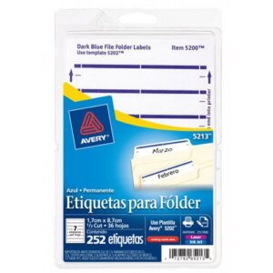 ETIQUETA PARA FOLDER LASER/INKJET. AZUL. 9/16" X 3 7/16" / 1.4 X 8.7 CM 252 AVERY