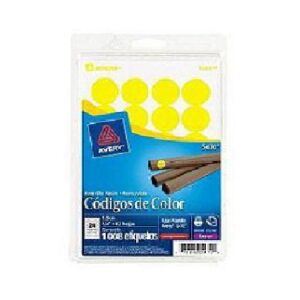 ETIQUETA REDONDA REMOVIBLE LASER/INKJET. AMARILLO NEON. ?". 1.9 CM. 1.008 AVERY
