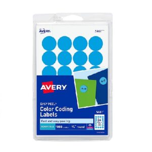 ETIQUETA REDONDA REMOVIBLE LASER/INKJET. AZUL CLARO. ?". 1.9 CM. 1.008 AVERY
