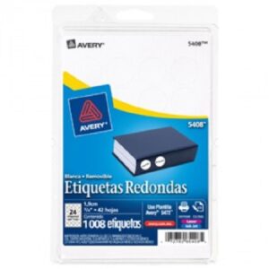 ETIQUETA REDONDA REMOVIBLE LASER/INKJET. BLANCO. ?" / 1.9 CM 1.008 AVERY