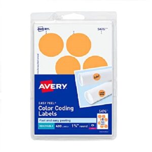 ETIQUETA REDONDA REMOVIBLE LASER/INKJET. NARANJA NEON. 1?" / 3.2 CM 400 AVERY