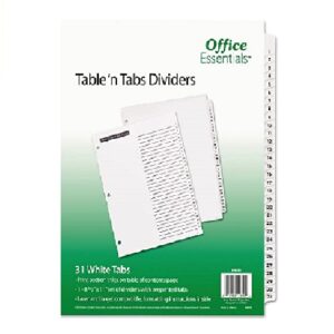 SEPARADORES DIARIO 1-31 BLANCO L?SE/INKJET OFFICE ESSENTIALS BLANCO Y NEGRO PREDISE?ADO 1 JUEGO AVERY