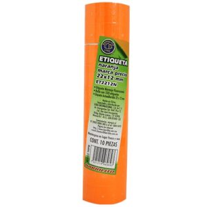 ETIQUETA MARCA PRECIO NARANJA 22 X 12 MM MOD.ET2212N BARRILITO TUBO C/10
