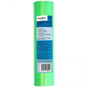 ETIQUETA MARCA PRECIO VERDE 22 X 12 MM MOD.ET2212V BARRILITO TUBO C/10