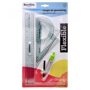 JUEGO DE GEOMETRIA FLEXIBLE CON 5 PIEZAS MOD.7552 BARRILITO PIEZA