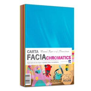 PAPEL FACIA CHROMATICS 250 MIX 10 COLORES CARTA 75 G/M2 PAQ. C/250 COPAMEX