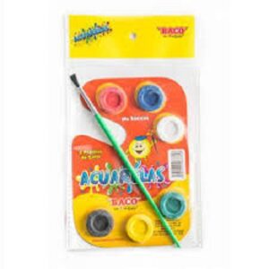 ACUARELA ESCOLAR C/6 COLORES EN PALETA BACO PIEZA