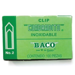 CLIP CUADRADITO #2 NIQUELADO BACO CAJA C/100 PIEZAS
