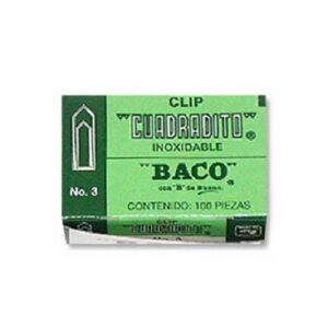 CLIP CUADRADITO #3 NIQUELADO BACO CAJA C/100 PIEZAS