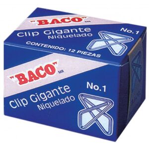 CLIP GIGANTE #1 MARIPOSA ZINCADO BACO CG-1 CAJA C/12 PIEZAS