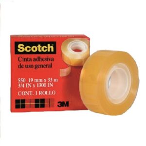 CINTA ADHESIVA TRANSPARENTE 3M SCOTCH MOD. 550 / 19mm X 33mm PAQ C/12 PIEZA