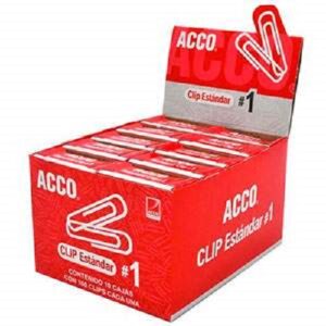 CLIP ESTANDAR #1 ACCO P6457 PAQ C/10 CAJITAS C/100 PIEZA