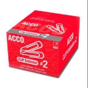 CLIP ESTANDAR #2 ACCO P6458 PAQ C/10 CAJITAS C/100 PIEZA