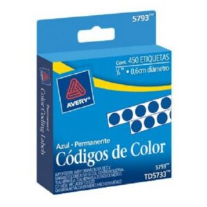 ETIQUETA REDONDA 0.6 CM AZUL AVERY 5793 PAQ C/450