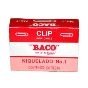 CLIP NIQUELADO #1 BACO PAQ C/10 CAJITAS C/100 PIEZA
