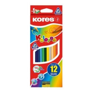 LAPICES DE COLORES C/12 TRIANGULAR + SACAPUNTAS KORES 100412 BLISTER